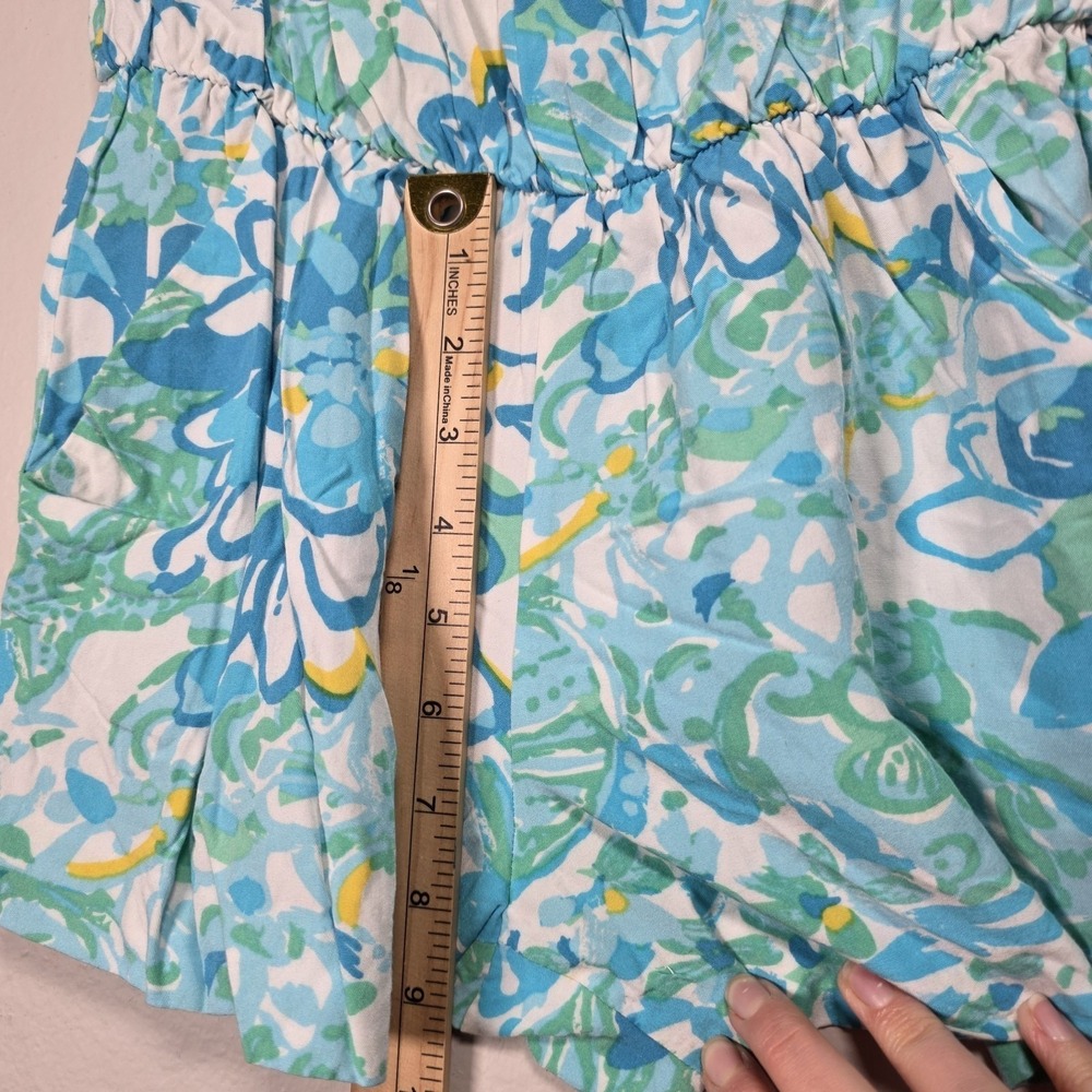 Lilly Pulitzer Tybee In A Pinch Blue Sleeveless Tassel Tie Short Romper XXS - Picture 9 of 14